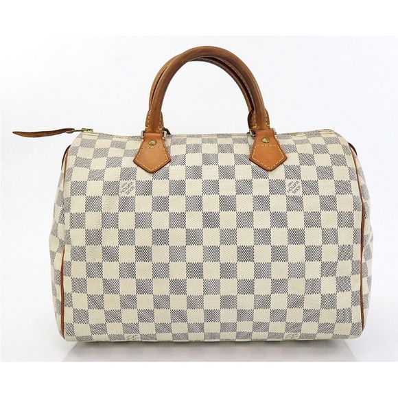 Louis Vuitton White and Tan Checkered Satchel - Picture 2 of 14
